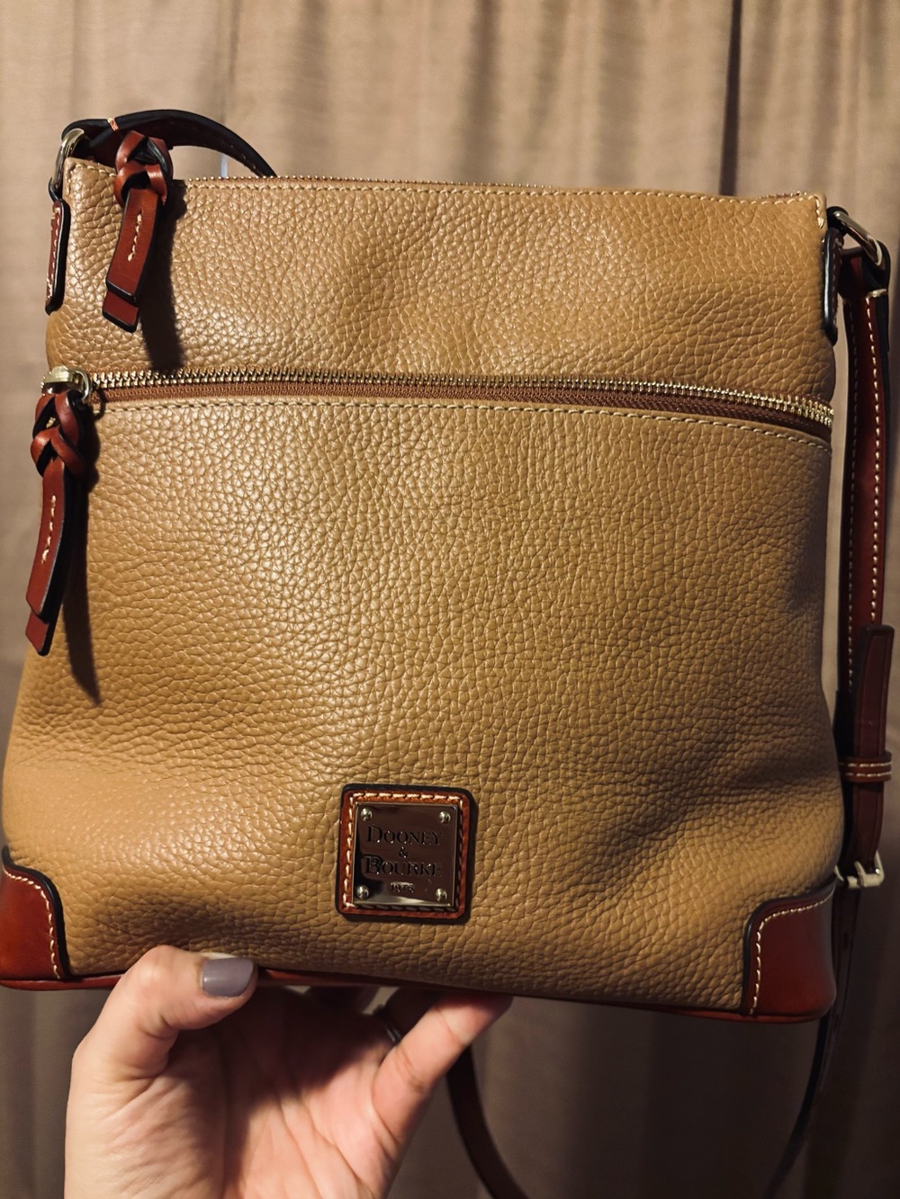Dooney & Bourke 🍁 Caramel Tan & Brown Leather Shoulder & Short Crossbody Bag EUC